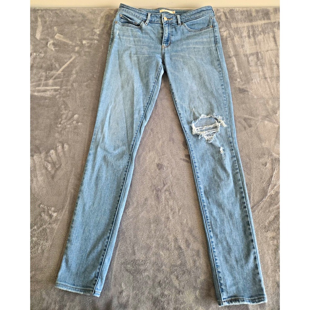 Levi's 711 Skinny Womens Light Wash Distressed Stretch Denim Jeans Size 29